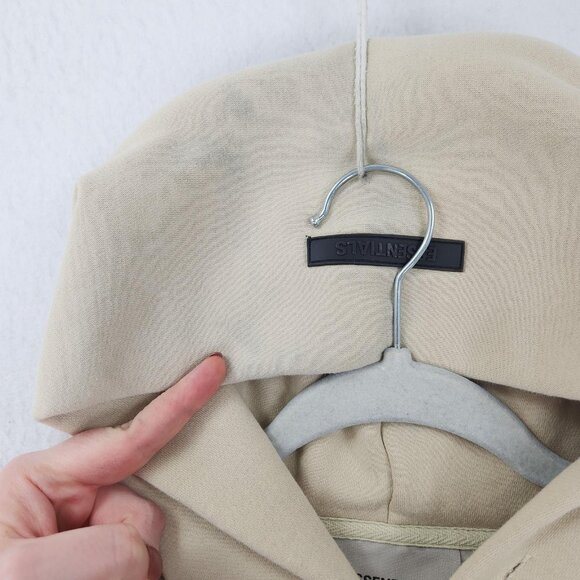 Fear Of God Essentials Hoodie Men Medium Desert Cream Cotton Pullover Sweatshirt - Picture 4 of 14